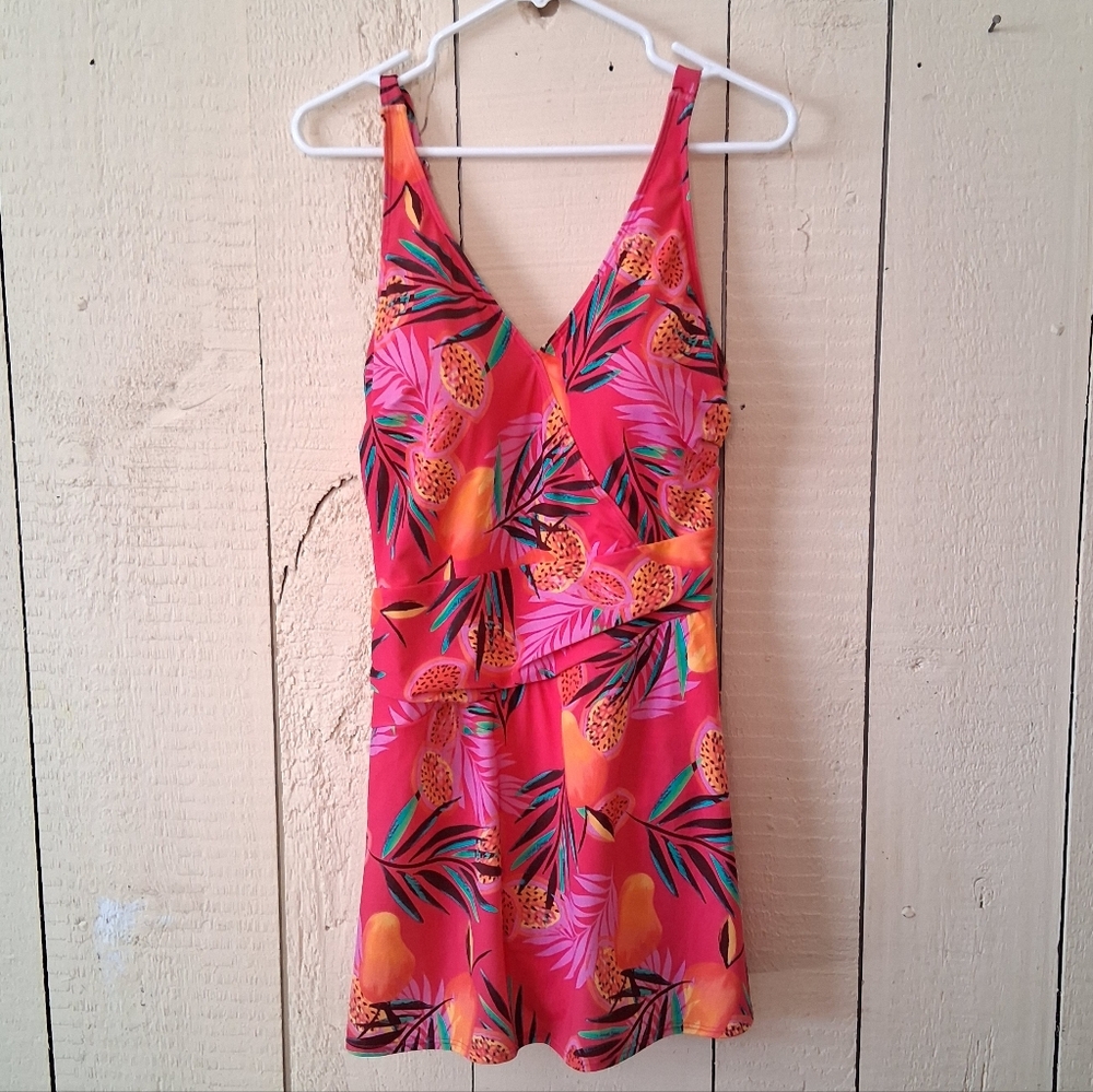 Vibrant Tropical Print One Piece Swimsuit